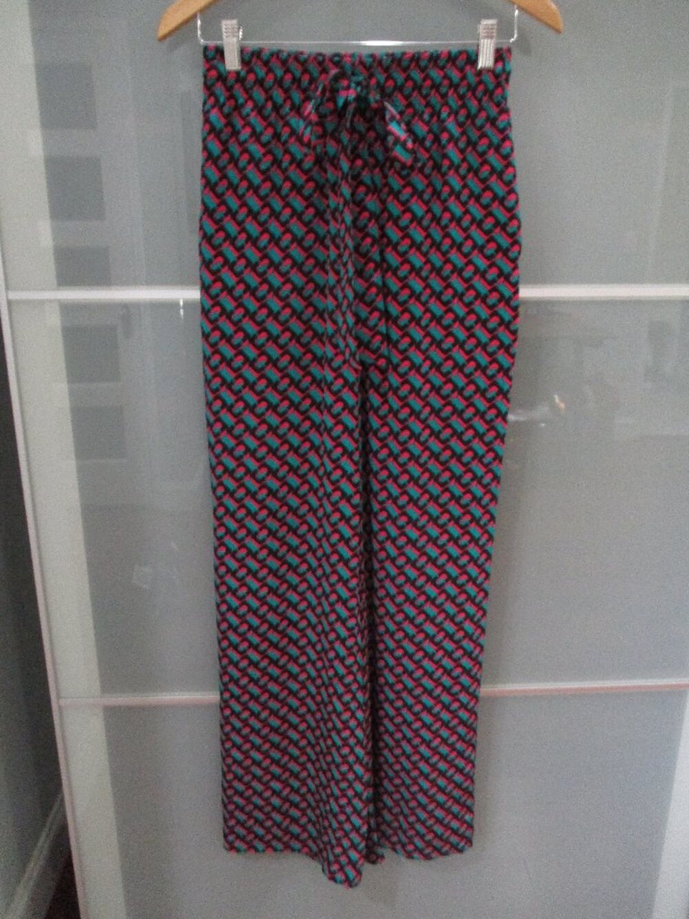 Vintage Diane von Furstenberg 100% Silk Geometric Print Pants